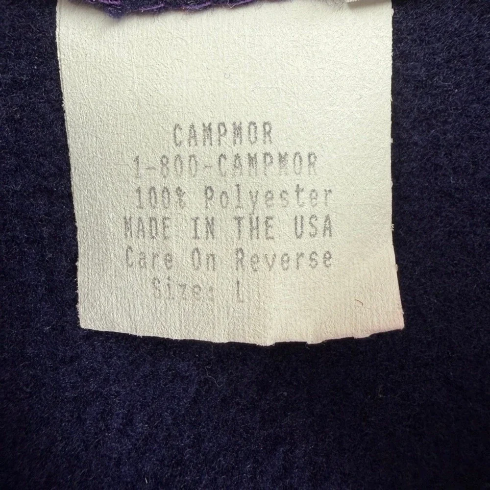 Vintage Campmor Fleece Vest Mens Large Purple Aztec Trim Full Zip Gorpcore - Picture 4 of 10